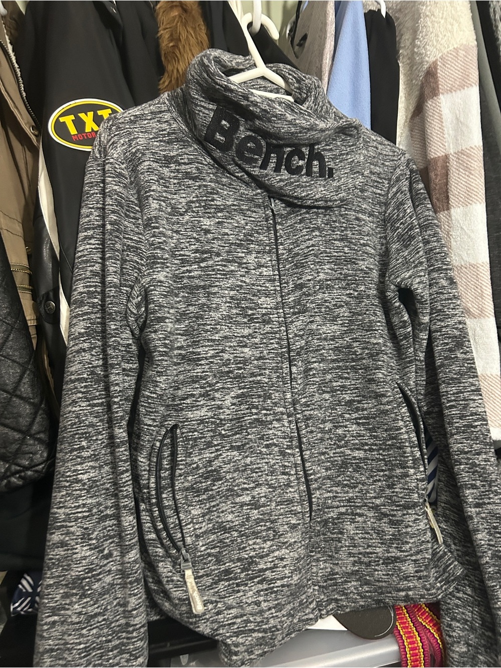 Bench Heathered Gray Funnel Neck Sweater Jacket